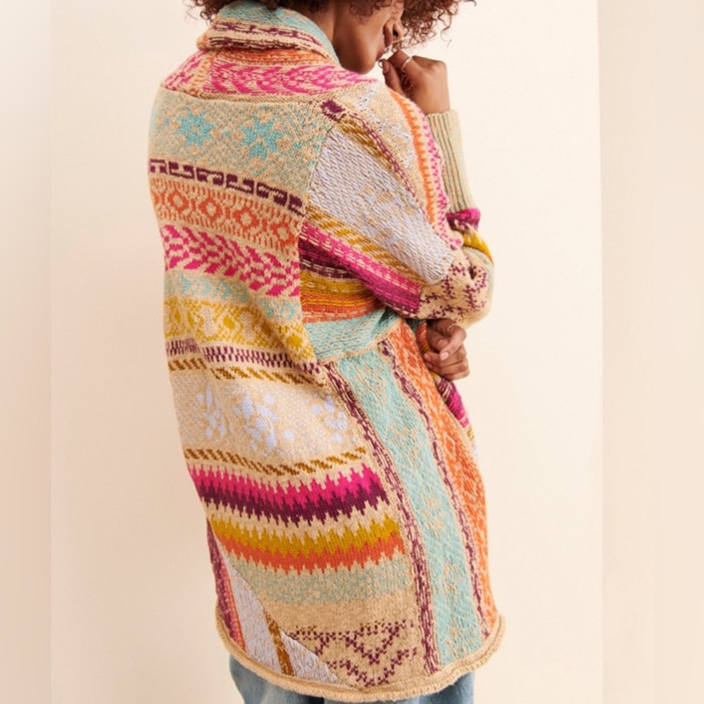 Anthropologie Pilcro Colorful Chunky Knit Cardigan Sweater - Picture 4 of 8